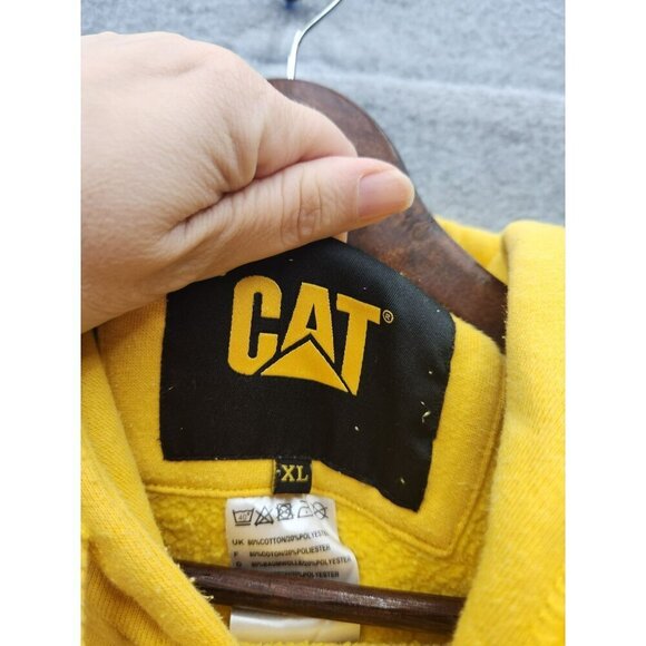 Caterpillar Yellow Hoodie XL Cotton/Polyester Blend - Picture 3 of 4